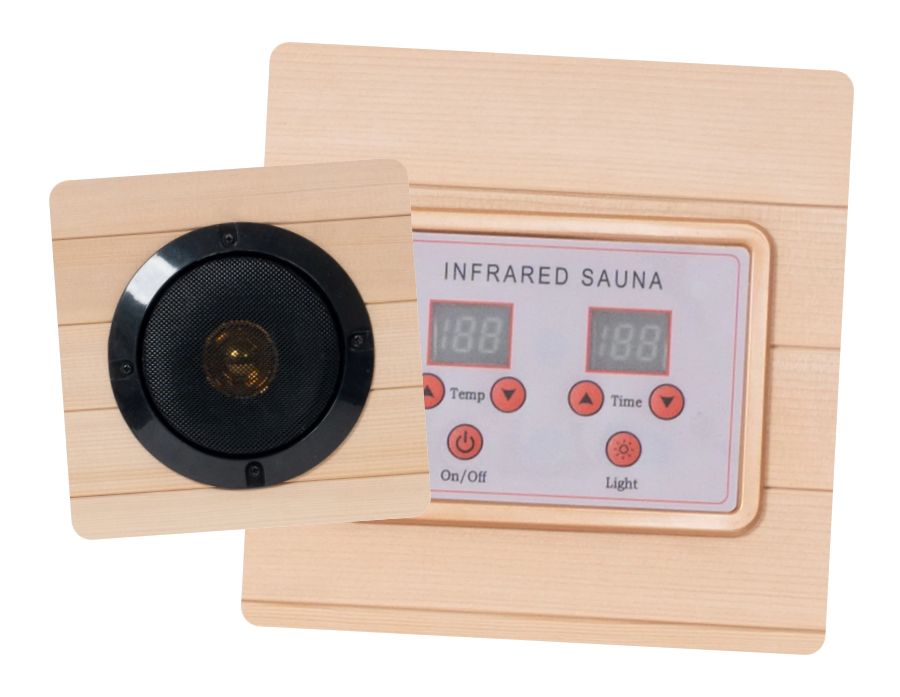 Real Relax Earth Compact Sauna — Bluetooth speakers and reading light